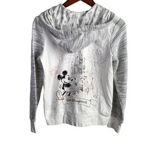 Disney Parks Silver Gold Cinderella Castle Mickey Mouse Hoodie Jacket Small